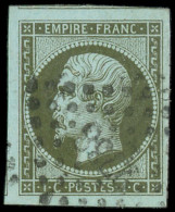 EMPIRE NON DENTELE - 11    1c. Olive, Grandes Marges (2 Voisins) Obl. PC 2738, Superbe - 1853-1860 Napoléon III