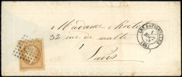 Let EMPIRE NON DENTELE - 13B  10c. Brun Clair, T II, Obl. PC 285 S. Env. VALENTINE, Càd LES BATIGNOLLES 1/9/62, Superbe - 1849-1876: Classic Period