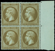 ** EMPIRE DENTELE - 19b   1c. MORDORE, BLOC De 4 Bdf, Fraîcheur Postale, TTB - 1862 Napoléon III