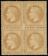 * EMPIRE LAURE - 28B  10c. Bistre, T II, BLOC De 4, Très Bien Centré, TB - 1863-1870 Napoleon III With Laurels