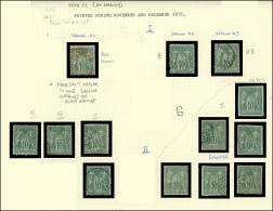 TYPE SAGE - 65 Et 76, 10c. Vert, T I Et II, Petit Ensemble Obl., Non Dentelés, Oblitérations, Paires Et Bande De 3, Plus - 1876-1878 Sage (Type I)