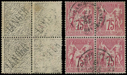 TYPE SAGE - 71   75c. Carmin, Pub LANGER Au Verso, BLOC De 4 Obl., Qqs Dc, Sinon TB, Certif. Scheller - 1876-1878 Sage (Type I)