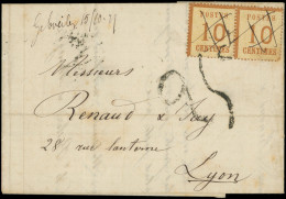 Let ALSACE-LORRAINE - 5a  10c. Bistre Orange, Burelage Citron, Paire 1 Ex. Défectueux, Obl. Plume Sur LAC, Mention Mausc - Lettres & Documents