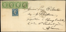 Let AFFRANCHISSEMENTS ET COMBINAISONS - N°14B Et 20 BANDE De 4 (1t. P.d.), Obl. GC 2602 S. LSC, Càd T15 NANTES 20/6/53,  - 1849-1876: Période Classique