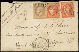 Let AFFRANCHISSEMENTS ET COMBINAISONS - N°28B Et 48a Orange Vif (2), Obl. GC 3994 S. Env. CHARGE, Càd T17 TOURNUS 8/5/71 - 1849-1876: Klassik