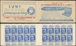 CARNETS (N° Yvert) - 886-C6    Gandon, 15f. Bleu, N°886c, T II, I.N.F.1, N°84531, Daté 6/12/51, TB - Autres & Non Classés