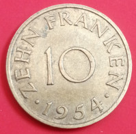 10 Franken Saarland 1954 (Allemagne) - 10 Franchi