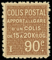 ** COLIS POSTAUX  (N° Et Cote Maury) - 28C  90c.  Brun Sur Jaune, NON EMIS, Grande RARETE, Superbe, Certif. JF Brun - Ungebraucht