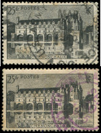 Spécialités Diverses - GUERRE Poste N°611 : 25f. Noir Chenonceaux, 2 Ex. Obl. Américaine Différente, TB - Guerre (timbres De)