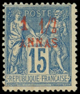 * ZANZIBAR 3b : 1 1/2a. Sur 15c. Bleu, ERREUR, ANNAS Avec S, TB - Unused Stamps