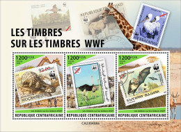 Centrafrica 2023, WWF On Stamps, Bats, Ostrich, 3val In BF - Ostriches