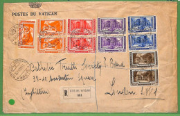 ZA1631 - VATICANO - Storia Postale - Sass # 55/60*2 Su BUSTA RACCOMANDATA 1938 - Brieven En Documenten