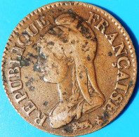 Cinq Centimes DUPRÉ, GRAND MODULE, "REFRAPPAGE" DU DÉCIME AN 5 A , TB30 - 1792-1804 1ère République (An I – An XII)