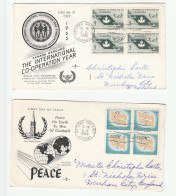 PEACE & INternational CO-OPERATION 2 Diff Blk  4 Stamps FDCs CANADA Cover Fdc 1964 - 1965 - 1961-1970