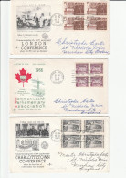 PARLIAMENT Politics CONFEDERATION  3 Diff  Blk 4 Stamps FDCs CANADA Cover Fdc 1964 - 1966 - 1961-1970