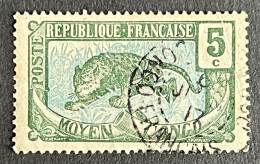 FRCG051UE - Leopard - 5 C Used Stamp - Middle Congo - 1907 - Used Stamps