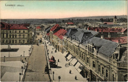 * T2/T3 Losonc, Lucenec; Kossuth Lajos Utca, üzletek, Zsinagóga. Greiner Simon Kiadása / Street View, Shops, Synagogue - Unclassified