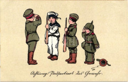 ** T1/T2 Wohlfahrts-Postkarte 'Kinderhort', German Children Military, Navy, Litho - Non Classés