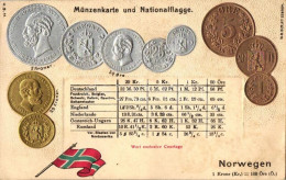 ** T4 Norway; Set Of Coins, Flag, Emb. Litho (wet Damage) - Ohne Zuordnung