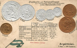 ** T3/T4 Argentinien, Argentina, Set Of Coins, Flag, Emb. Litho (wet Damage) - Ohne Zuordnung