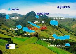 Portugal * Açores * Azores Islands Map New Postcard * Carte Geographique * Landkarte - Açores