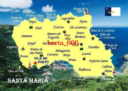 Portugal * Azores * Santa Maria Island Map New Postcard * Carte Geographique * Landkarte - Açores