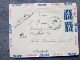 1953 Lettre Départ Constantine Pour Allemagne Par Avion Avec Cachet Affranchissement Vérifié - Posta Aerea