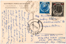 ROMANIA : 1952 - STABILIZAREA MONETARA / MONETARY STABILIZATION - POSTCARD MAILED With OVERPRINTED STAMPS - RRR (an504) - Lettres & Documents