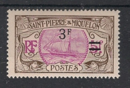 SPM - 1924-27 - N°YT. 126a - Bateau 3f Sur 5f - VARIETE Sans Point Après F - Neuf * / MH VF - Unused Stamps