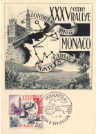 Monaco -  XXXVe Rallye De Monte-Carlo 1966 -  Départ: Londres - Maxi Carte Postale -  Premier Jour FDC - Rally Racing