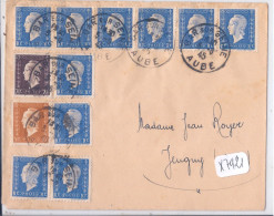 LETTRE DU 05-09-1945- AFFRANCHIE PAR 10 TIMBRES A 10 C DULAC + 1 A 70 C ET 1 A 30 C DULAC- SOIT 2 FR- RARE- TROYES - 2. Weltkrieg 1939-1945