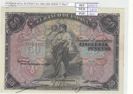 BILLETE ESPAÑA 50 PESETAS 1906 SIN SERIE P-58a EBC+ - Otros & Sin Clasificación