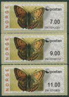 Norwegen 2008 Automatenmarken Schmetterlinge 3 Wertstufen ATM 10 Postfrisch - Automaatzegels [ATM]