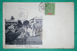 5C TYPE GROUPE MADAGASCAR ET DEPENDANCES CARTE POSTALE DZAOUDZI MAYOTTE POUR GELVECOURT VOSGES 1909 COVER FRANCE - Brieven En Documenten