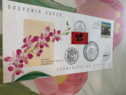 Hong Kong Stamp Orchid FDC 1990 Exhibition Special Crown Chop Of HK Before 1997 - Covers & Documents