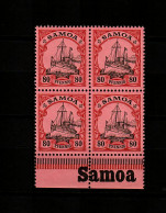 Samoa: MiNr. 15, 4er Block Mit Inschrift, Postfrisch, ** - Samoa