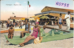 Toscana-viareggio Bagno Lido Animatissima Bella Veduta Spiaggia Bagnanti Barca Salvagente Ristoro Anni 20 30 (f.picc.) - Viareggio