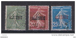 ALGERIA:  1924/25  SOPRASTAMPATI  -  3  VALORI  US. -  YV/TELL. 11//14 - Gebraucht