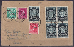 L. Affr. Bloc De 4 N°716 + N°716+678A+690+691 Càd GENT 2D /17 XII 1945 Pour EZANVILLE (France) - Covers & Documents