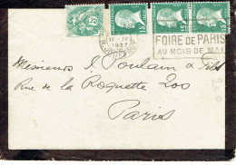 Tarifs Postaux France Du 09-08-1926 (08) Pasteur N° 171 15 C. X 3 + 5 C. Blanc  LSI 11-04-1927 - 1922-26 Pasteur