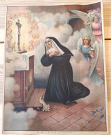 Affiche Religieuse - Dim 33/43cm -St Rita De Cascia - Sainte Rita Priant Parmi Les Anges - Affiches