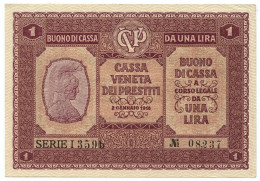 1 LIRA CASSA VENETA DEI PRESTITI OCCUPAZIONE AUSTRIACA 02/01/1918 SUP - Besetzung Venezia