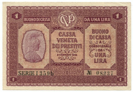 1 LIRA CASSA VENETA DEI PRESTITI OCCUPAZIONE AUSTRIACA 02/01/1918 SUP - Occupation Autrichienne De Venezia