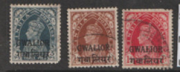 India  Gwalior  1938    Various Values  Fine Used - Gwalior
