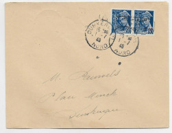 FRANCE MERCURE 50C PAIRE  LETTRE BRIEF BESETSTES NORD DUNKERQUE 1.7.1940 NORD POUR DUNKERQUE - Kriegsmarken