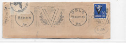 WW2 NORGE NORVEGE NORWAY 1941 Fragment Devant Lettre Oslo V Overprint Surcharge 30 C LION + Cancel Germany Censorship - Briefe U. Dokumente