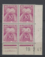 CD PO 79  FRANCE 1947 COIN DATE 79 TIMBRES TAXE  : 19 2 47  TYPE GERBES UN ROND - Portomarken