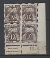 CD PO 78  FRANCE 1947 COIN DATE 78 TIMBRES TAXE  : 18 2 47  TYPE GERBES TROIS RONDS - Postage Due