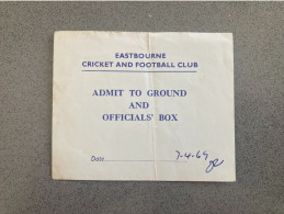 Eastbourne Town V Horsham 1968-69 Match Ticket - Eintrittskarten