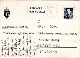 Norwegen P 120, Sauber Gebr. 55 öre Ganzsachenkarte V. Bergen N. Deutschland. - Lettres & Documents